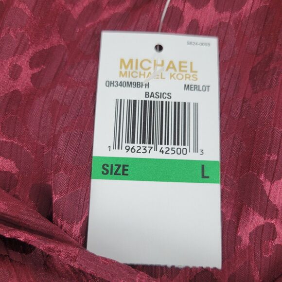 Michael Michael Kors Top Womens size L Merlot Blouse with Gold Chains NWT $110 - Picture 5 of 8